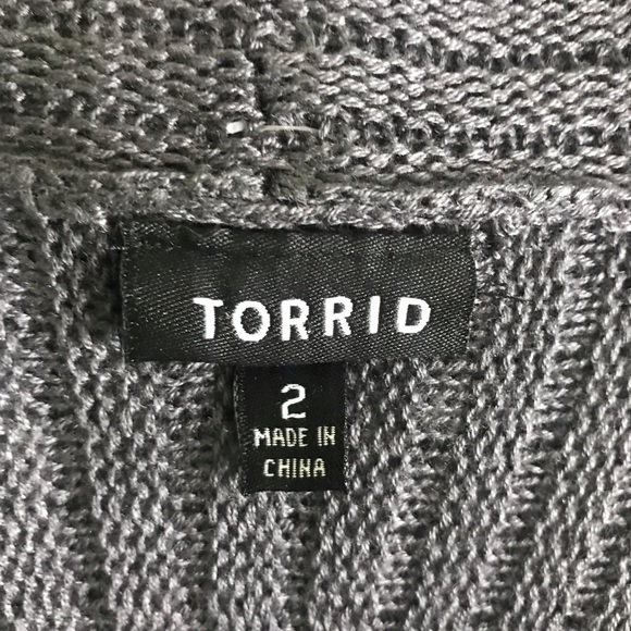 Torrid Womens Gray Open Knit Waterfall Open Front Duster Cardigan Size 2 2X Goth - Picture 13 of 15